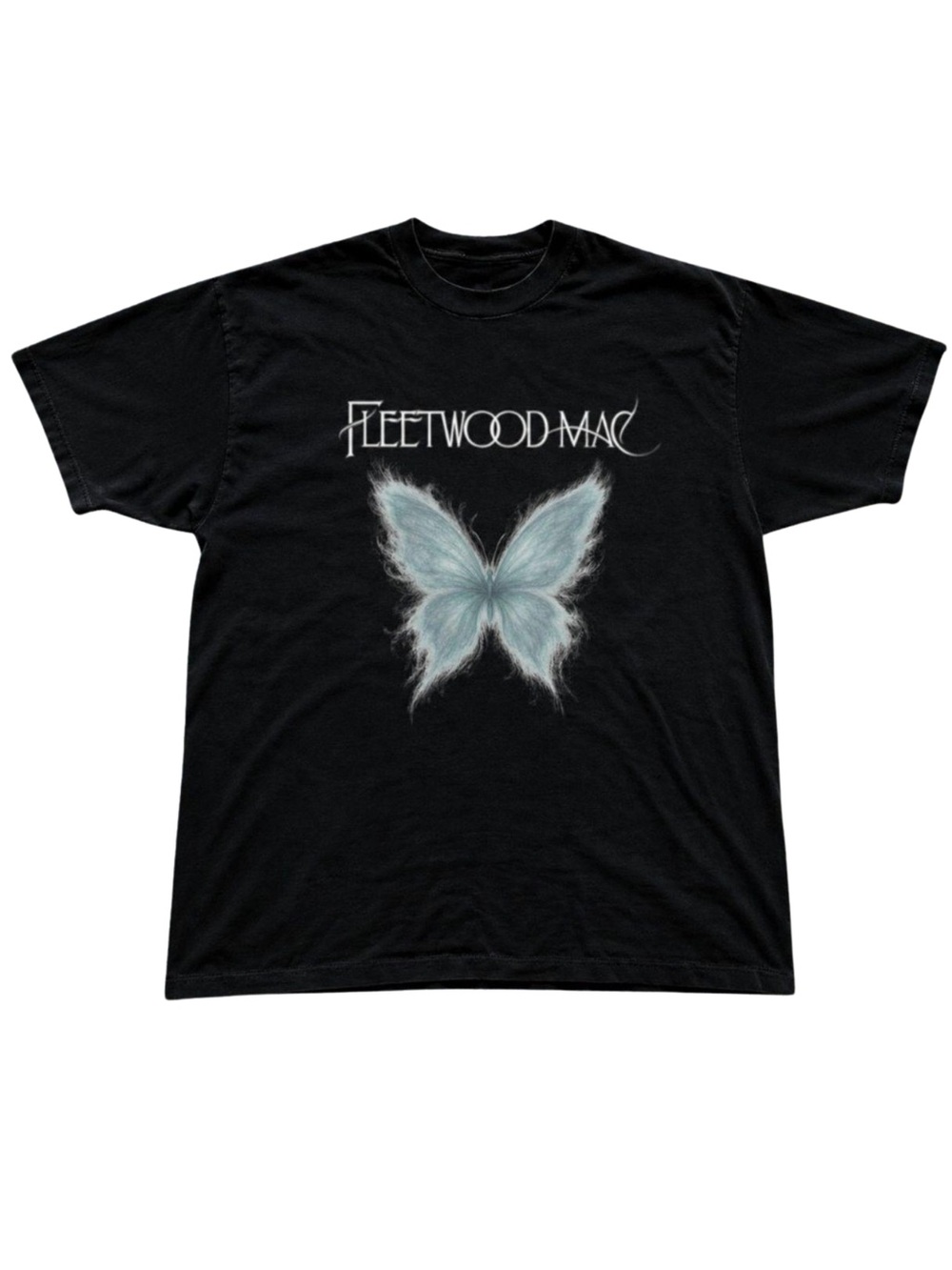 Gildan Black Graphic Tee with Blue Butterfly